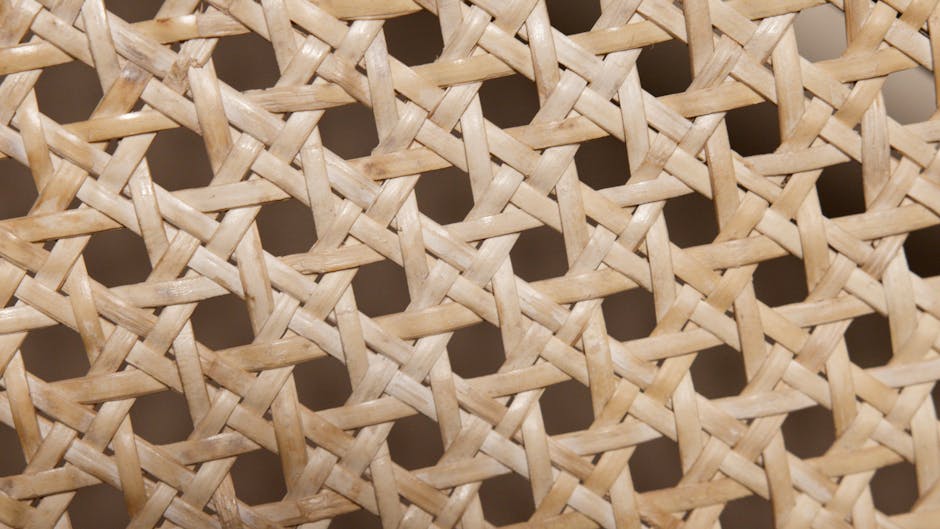 close-up of quality hand-woven wicker pattern - indoor wicker dining set