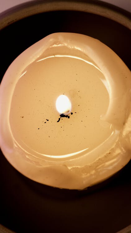 Overhead Shot of a Burning Candle