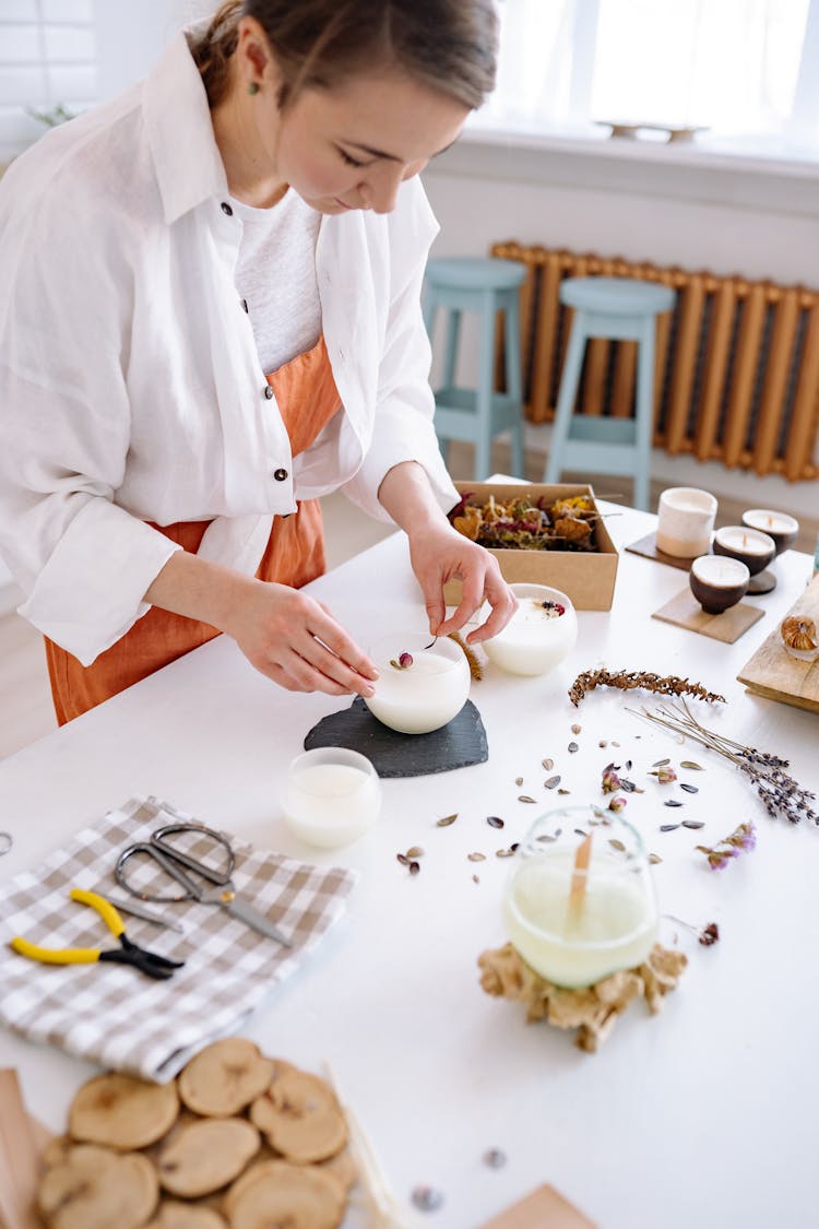 Woman Making Artisan Candles