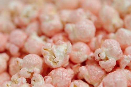 A Close-Up Shot of Pink Popcorn