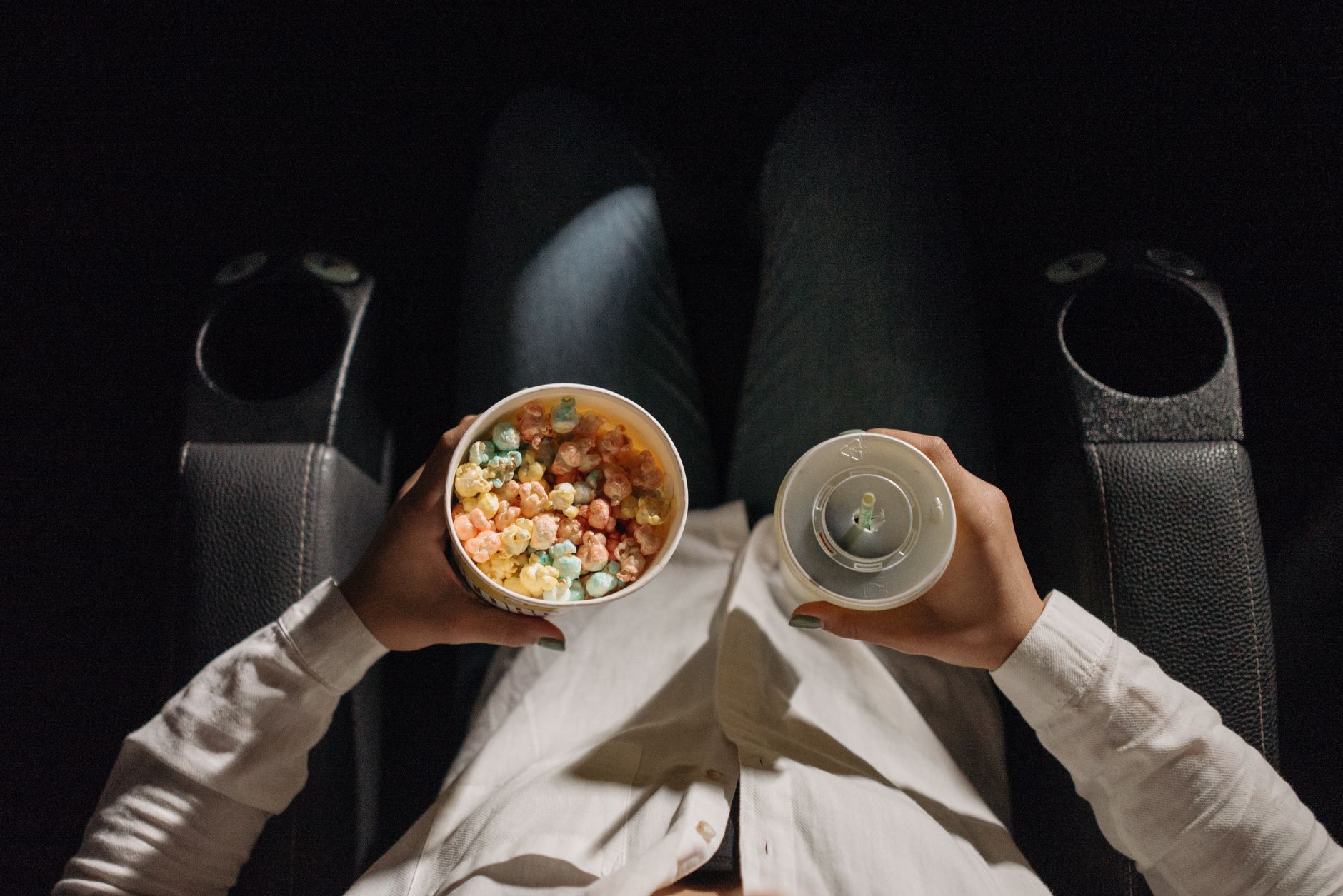 Assorted movie theater salty and sweet snacks