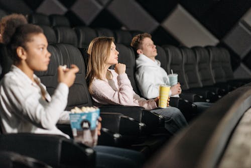 People Watching a Movie in a Cinema