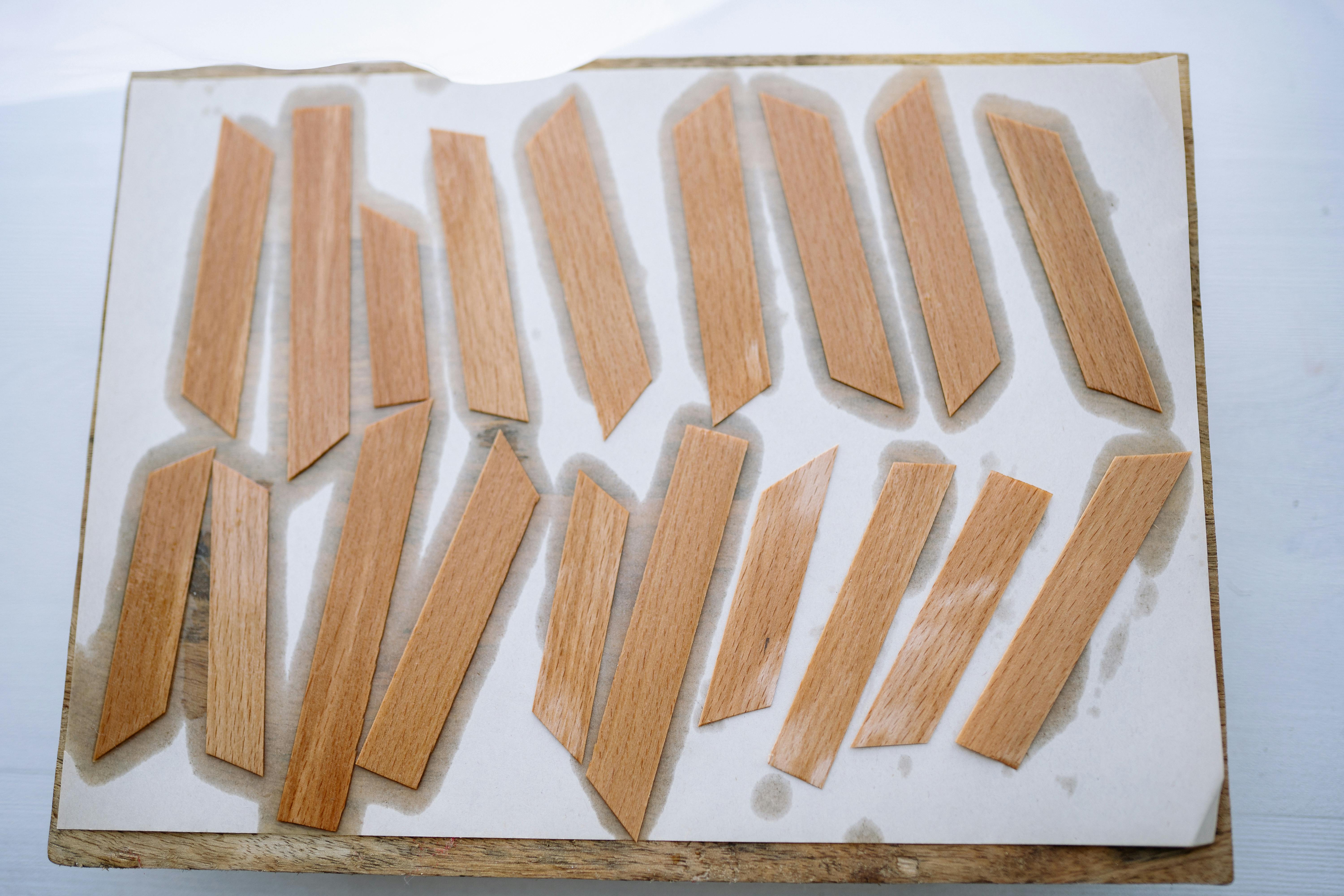 brown wooden blocks on white table