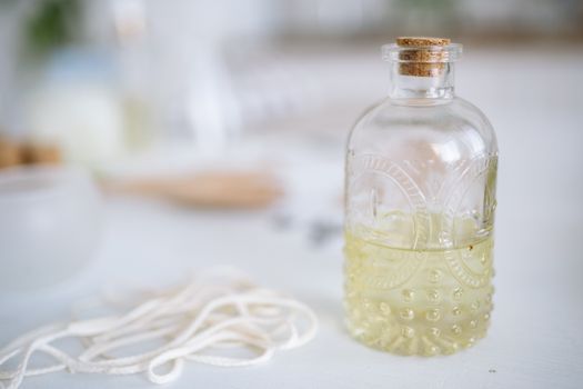 Clear Glass Bottle With White String Lights
