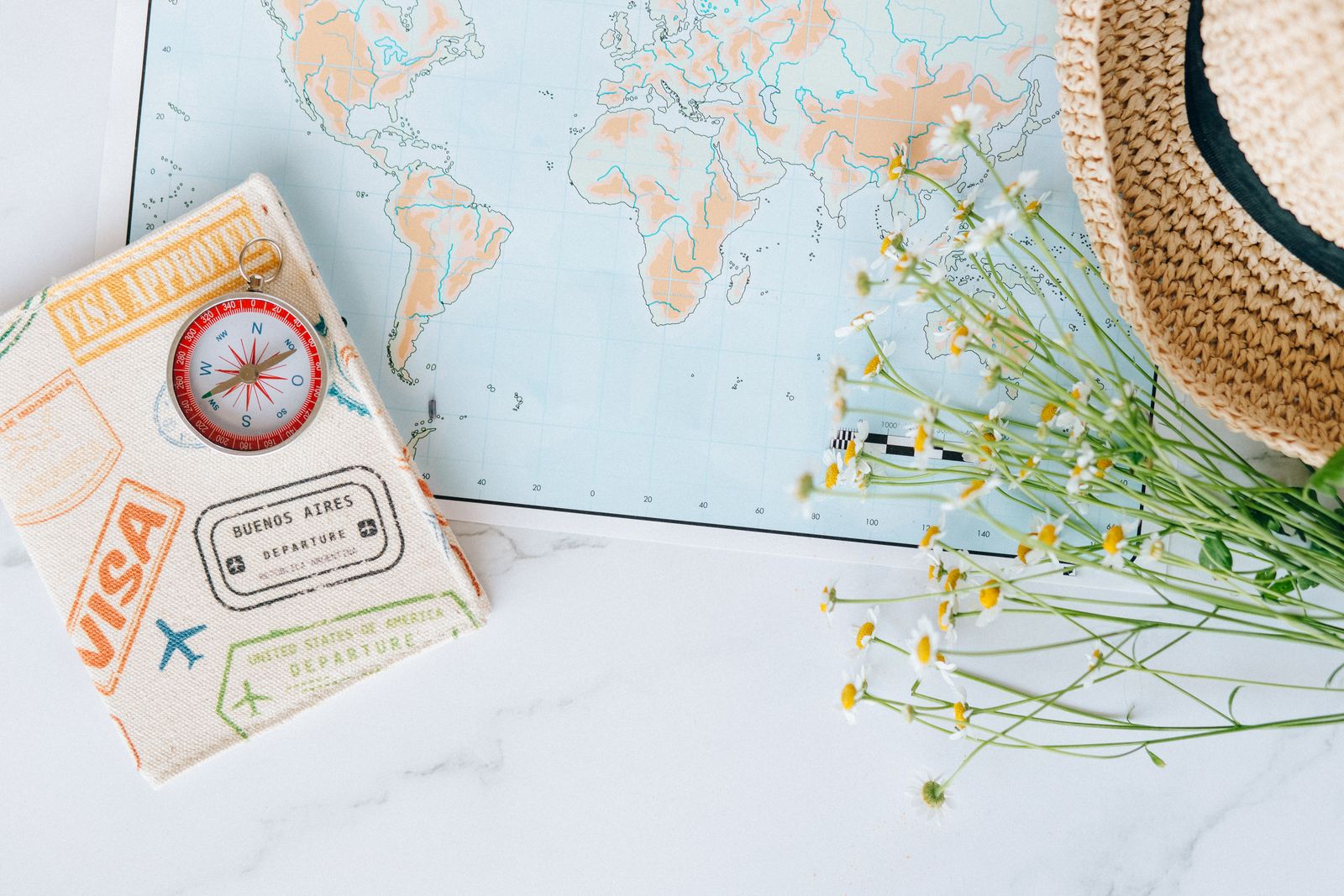 World map representing worldwide flight destinations