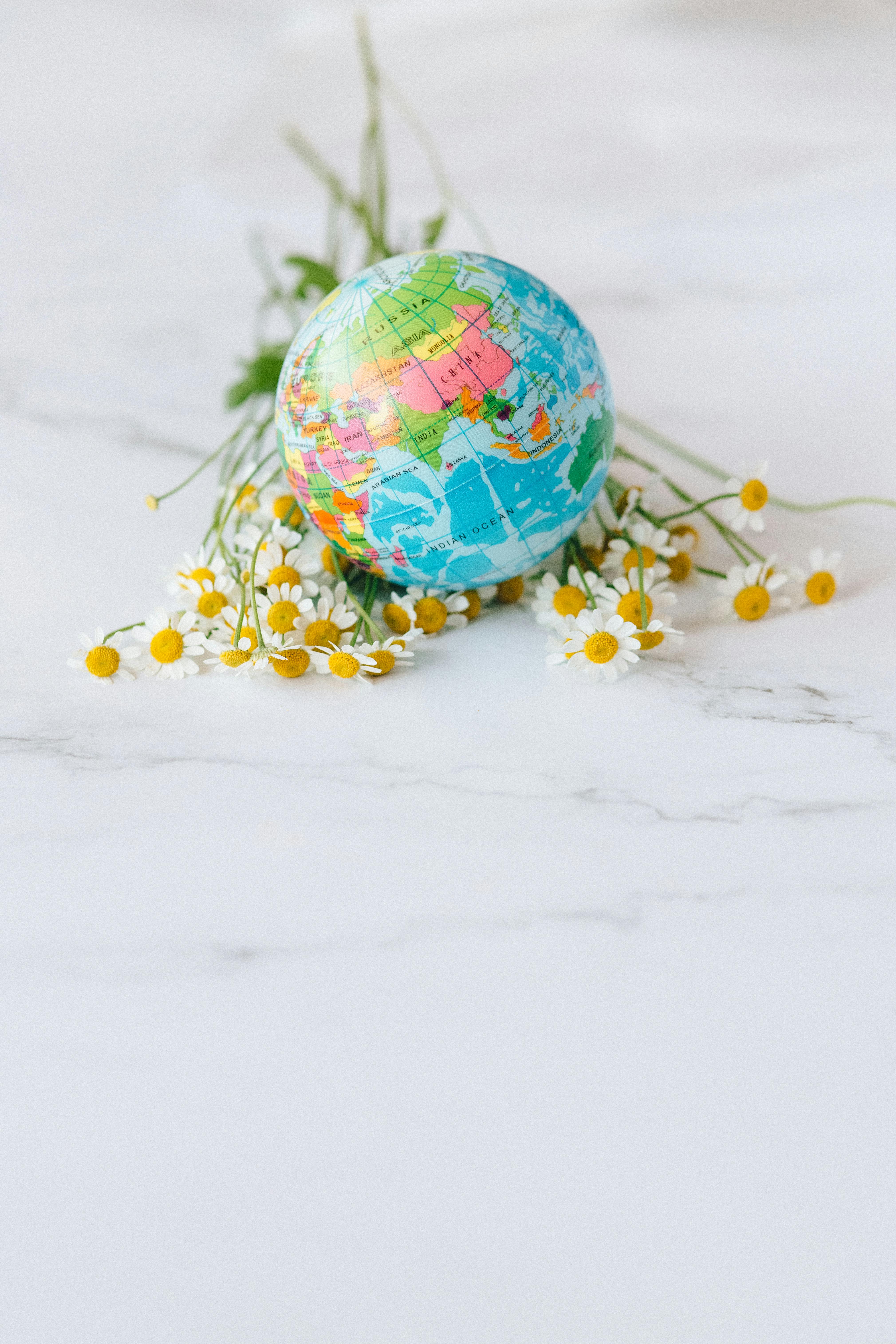 a globe on the flowers