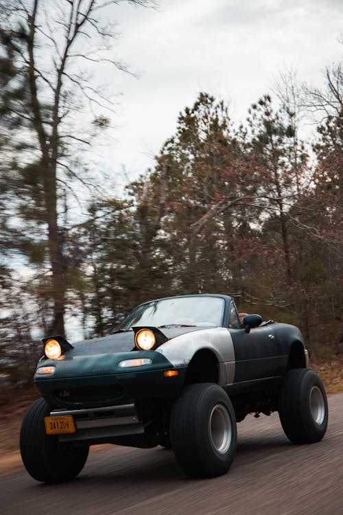 Drag Car on a Road in Fall 