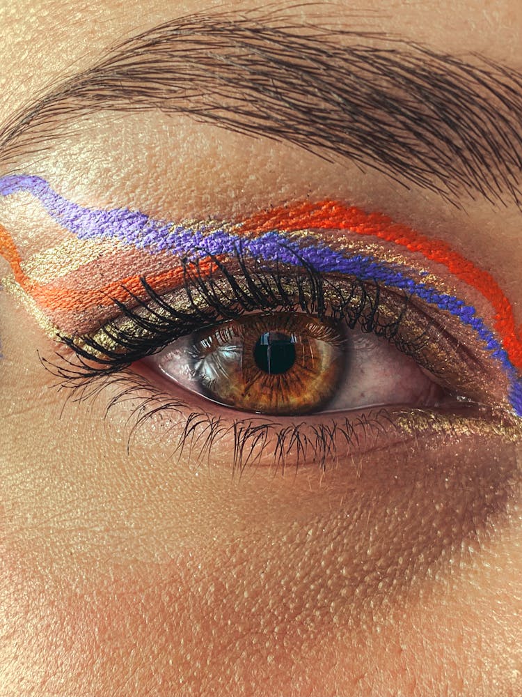 Eye Of Crop Woman With Colorful Makeup