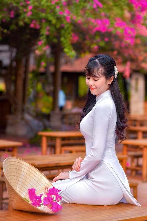 Imagine de stoc gratuită din ao dai, chapéucònicasiatisk, femeie