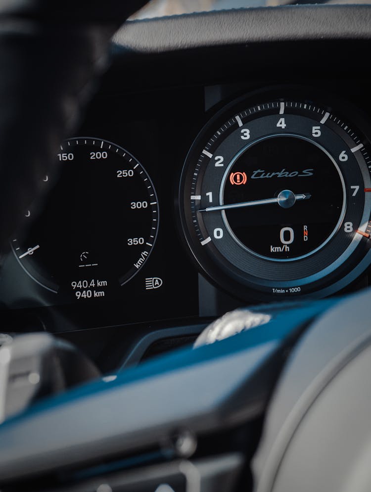 Close-up Of A Dashboard In Porsche 911 Turbo S