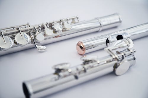 Close-Up Shot of Silver Flutes