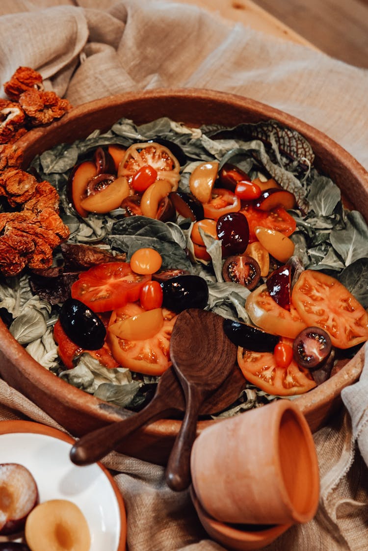 Vegetable Salad In A Wooden Platter