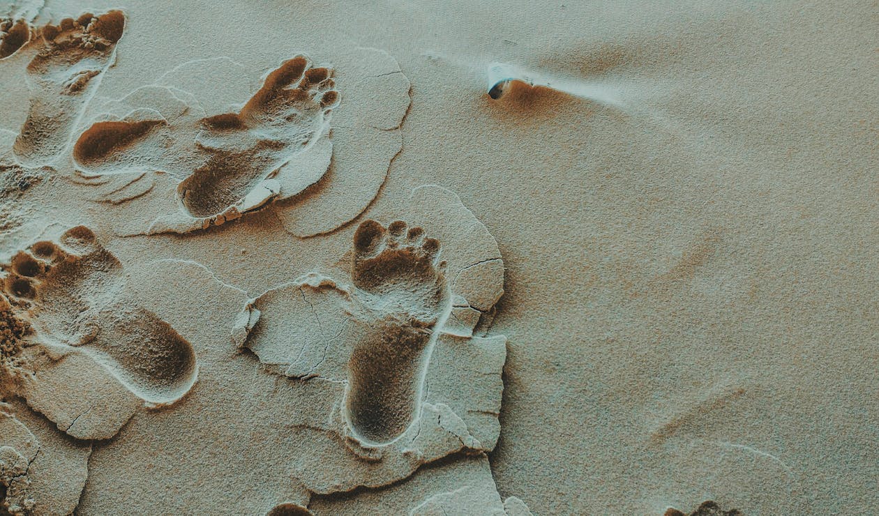 Free Person Foot Prints on Sands Photo Stock Photo