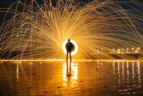 Základová fotografie zdarma na téma ohňostroje, osoba, osvětlený