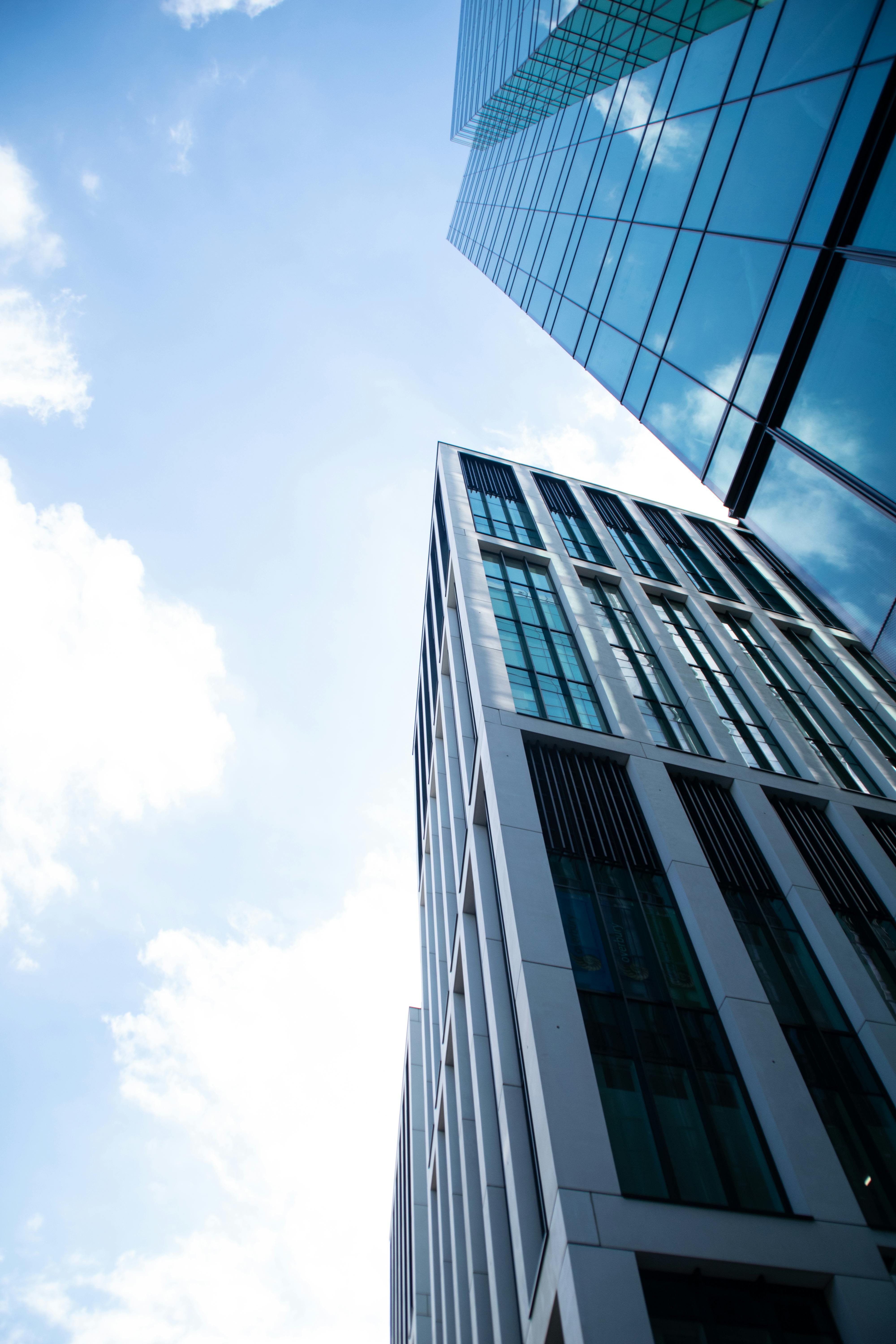 low angle shot of modern buildings