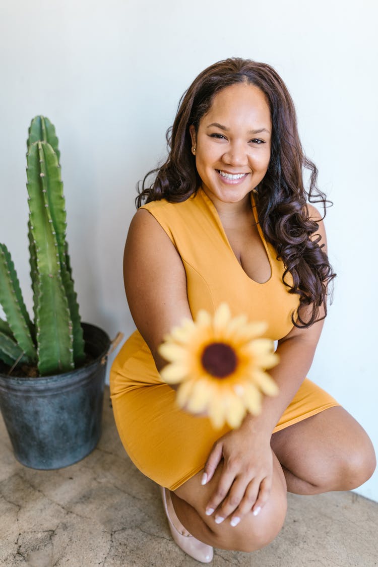 A Woman Holding Flower