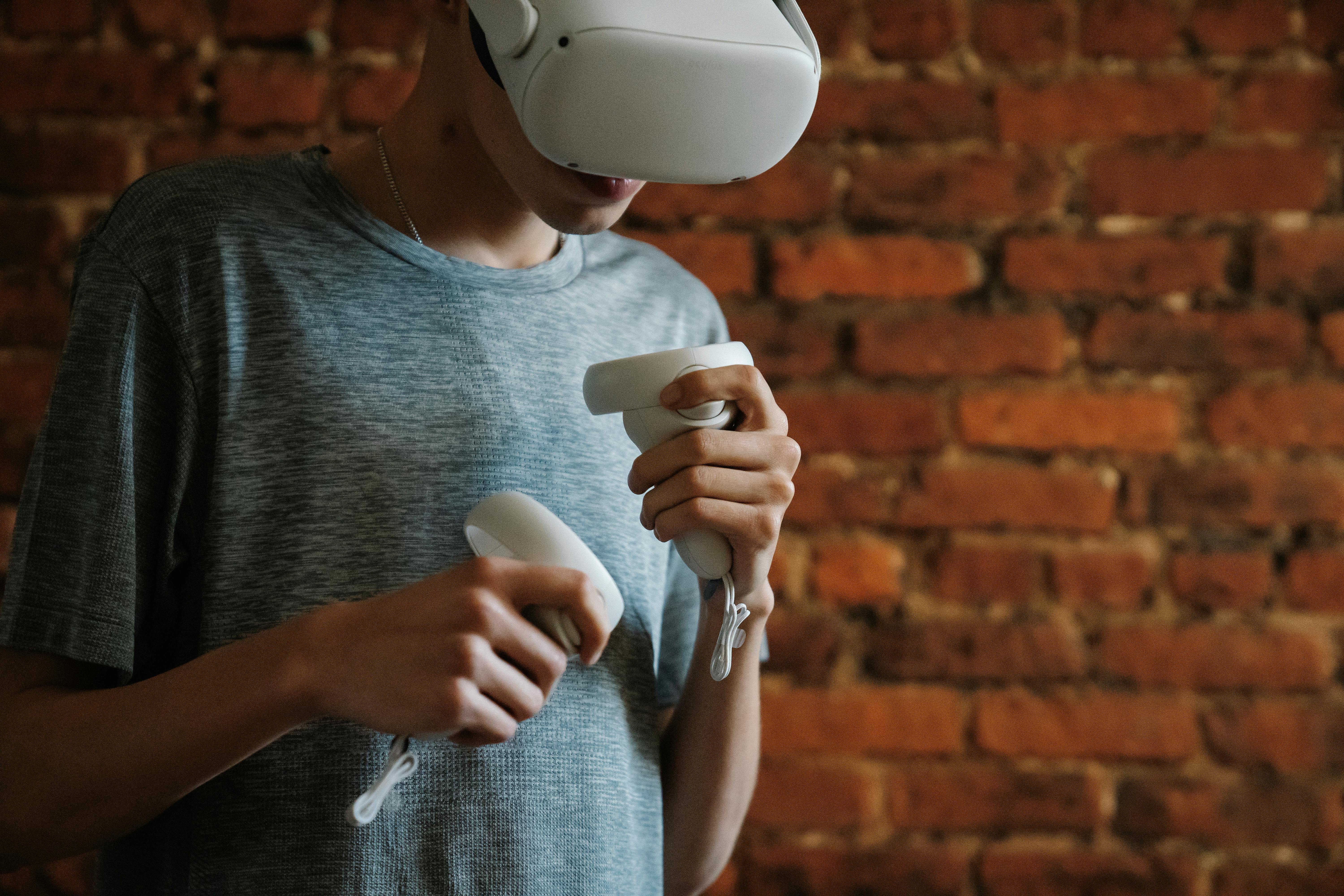 young man wearing vr goggles