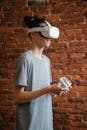 Man playing game using VR headset