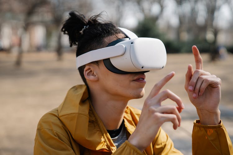 Excited Man Experiencing VR Headset