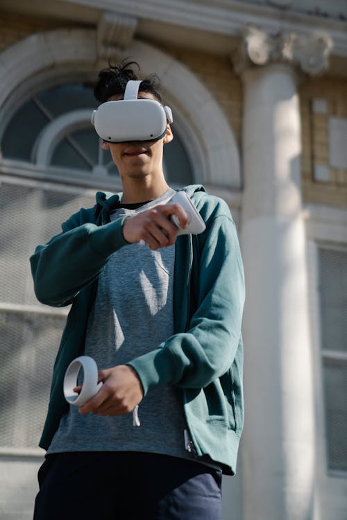 VR, 가상현실 헤드셋, 남자의 무료 스톡 사진