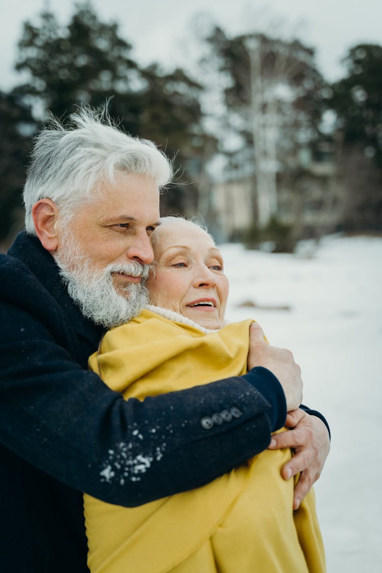 Elderly Couple Hugging 