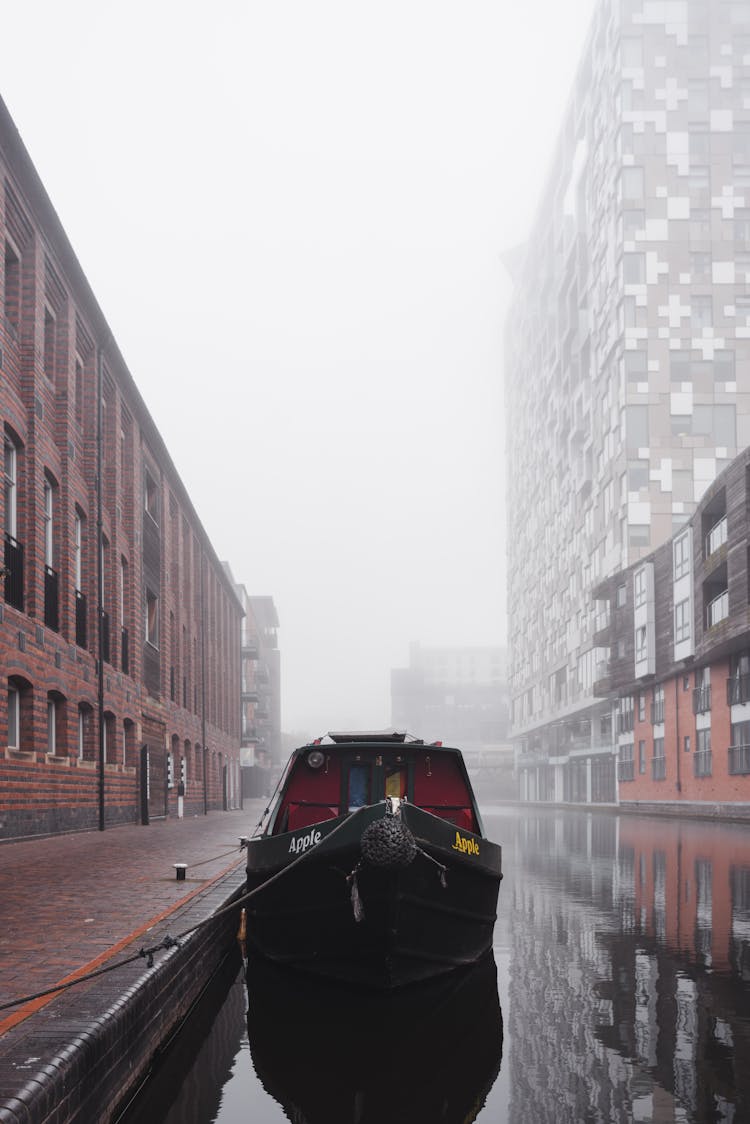 Boat Moored On Water Canal