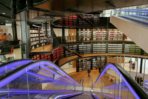 Escalator in modern public library