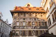 Facade of historic palace in old town