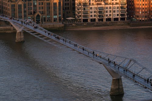 Millennium bridge over rippling river