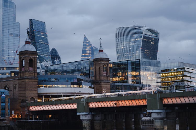 Modern Skyscrapers Near Bridge In London