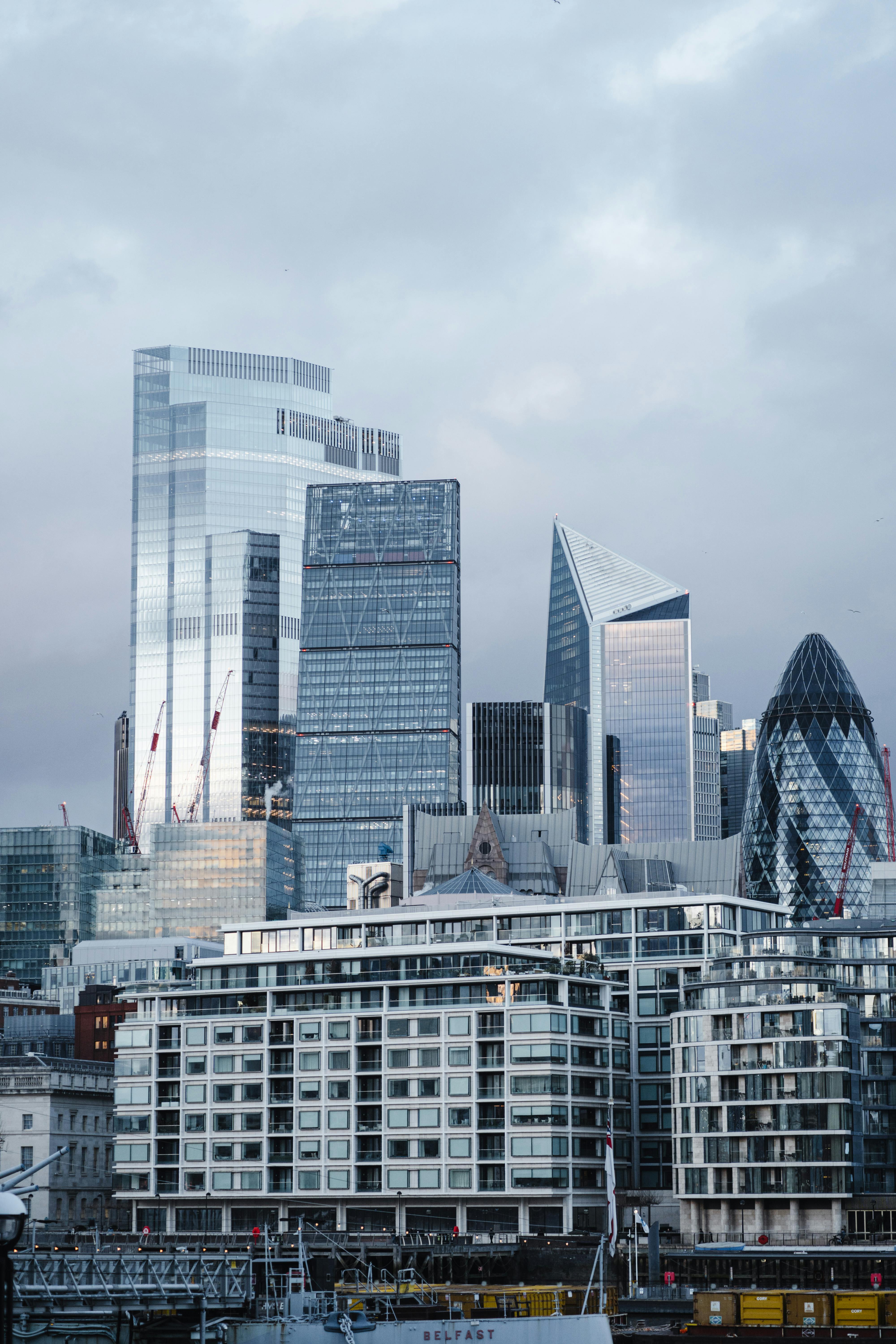 modern skyscrapers in london city