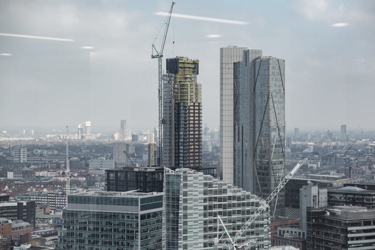 Contemporary Glass Skyscrapers In London Financial District