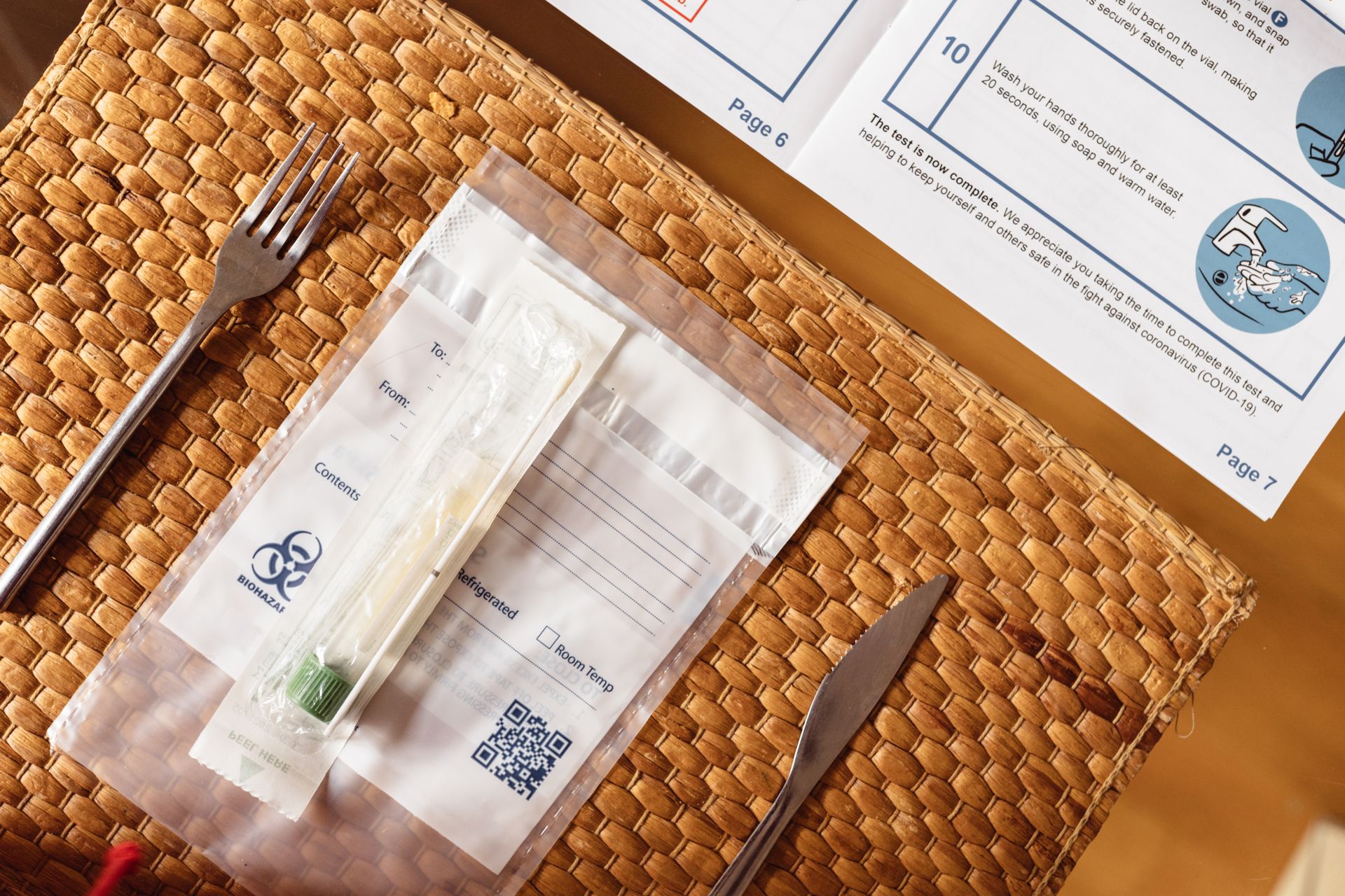 An at-home bowel cancer screening test kit