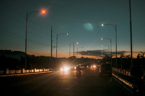 Vehicles on the Road at Night