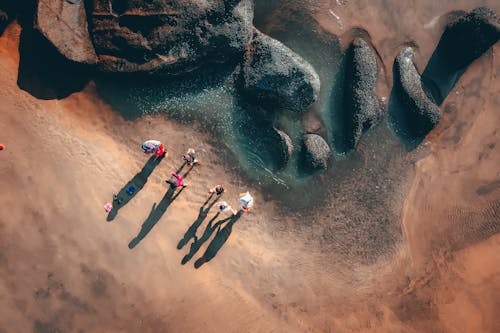 Aerial View of People on the Beach