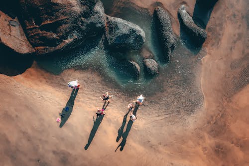 Aerial View of People on the Beach