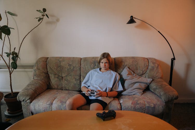 A Girl Playing Play Station