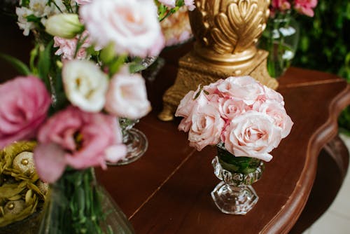 A Close-Up Shot of a Bouquet of Roses