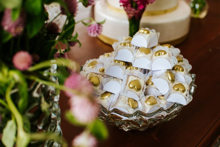 Gold Heart Shaped Chocolates