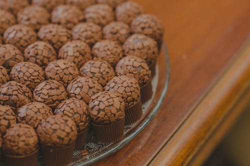 Free Close-Up Shot of Chocolate Candies on a Plate Stock Photo