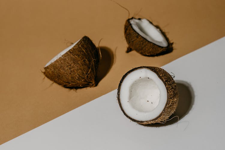 A Coconut Fruit Cracked Open