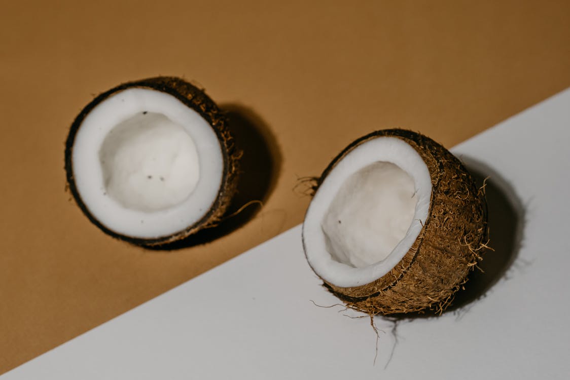 Free Copra Inside a Coconut Shell Stock Photo