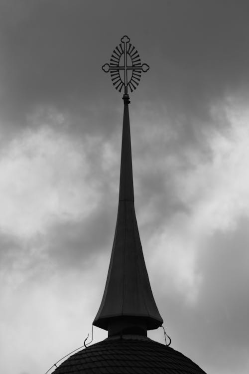 Free stock photo of black and white, church, cross