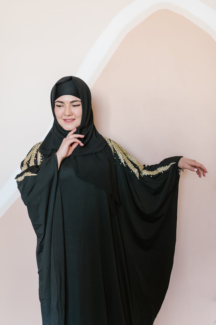 Woman In Black Hijab And Abaya