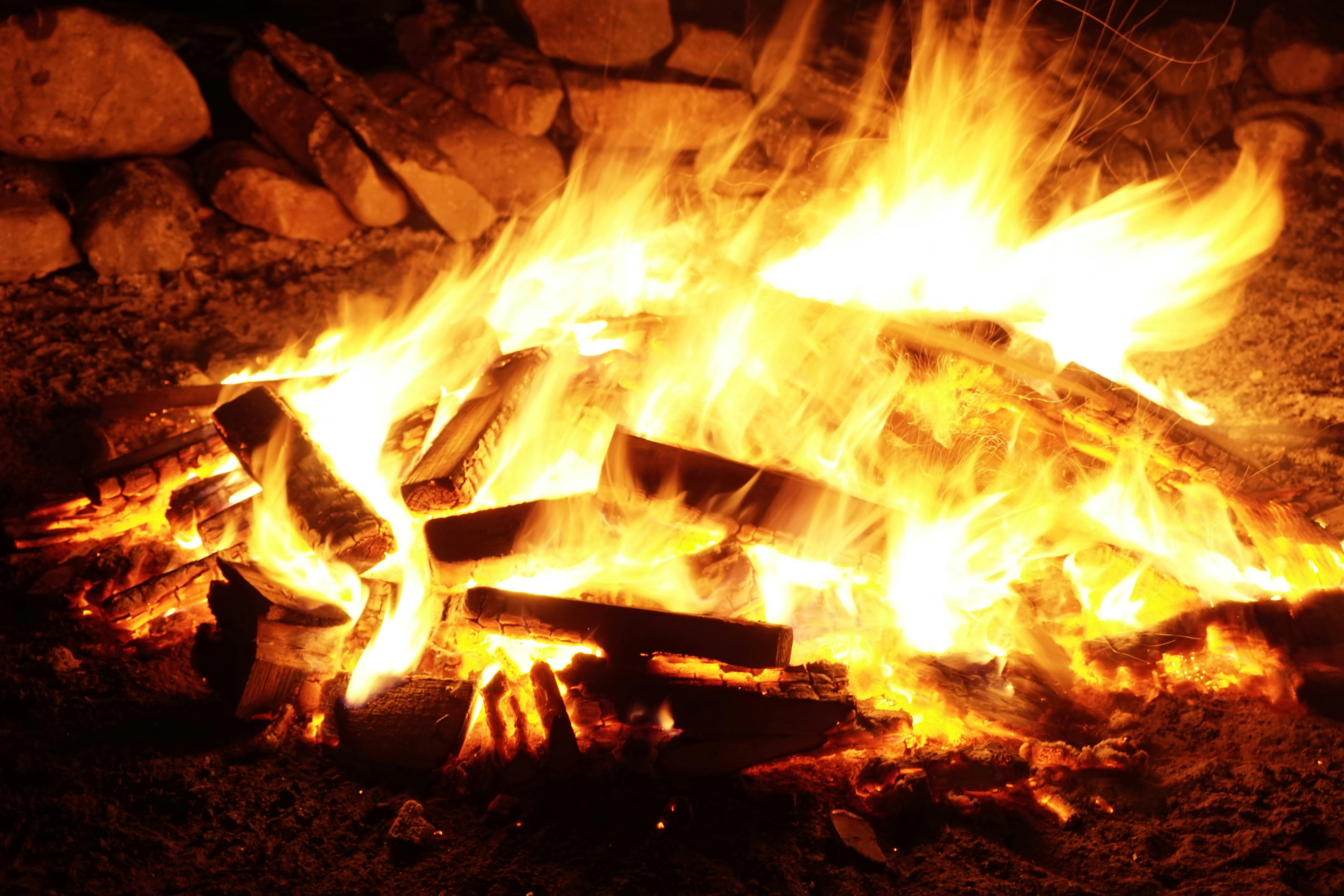 Bon Fire With Firewood Lot · Free Stock Photo