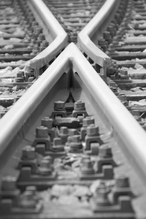 Free stock photo of black and white, railroads, rails