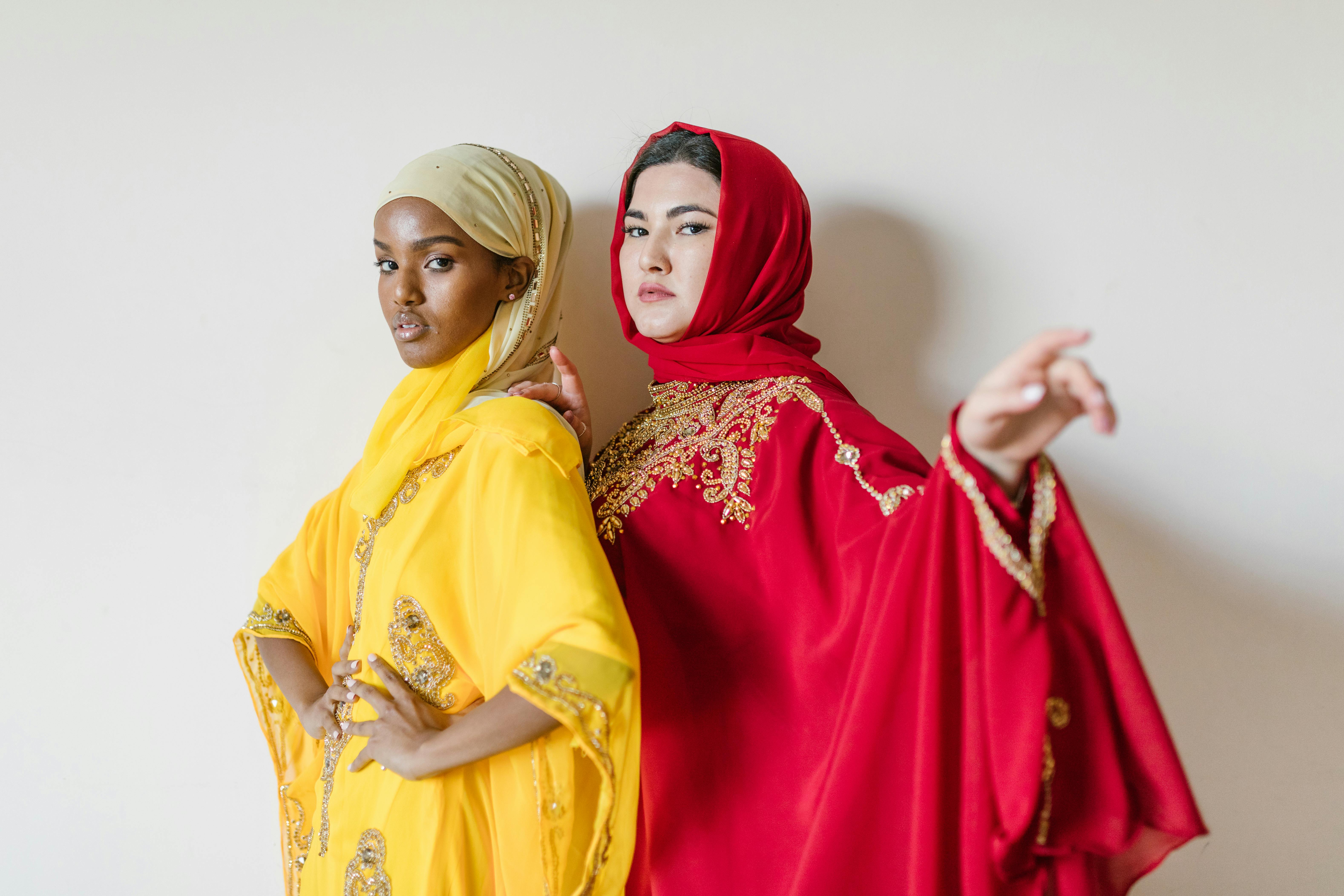 woman in yellow hijab and abaya