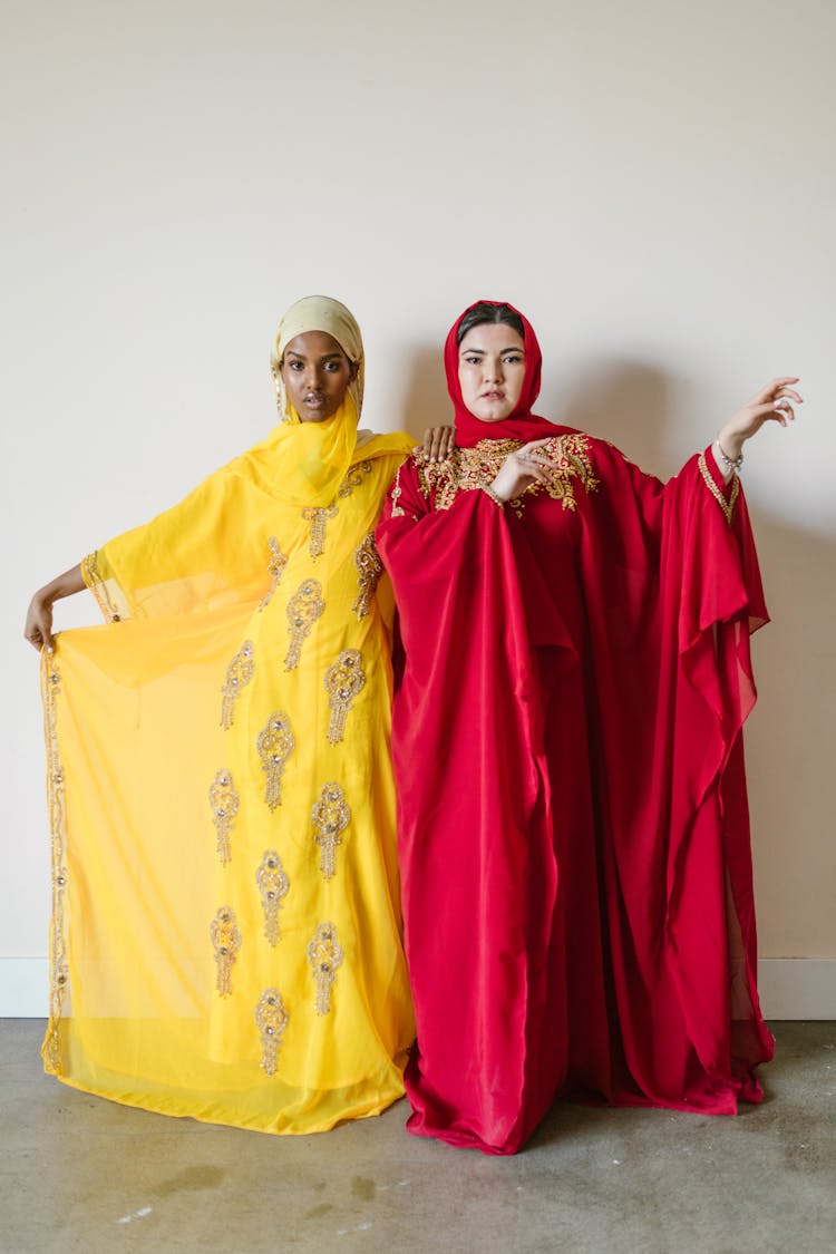 Woman In Yellow Hijab And Abaya