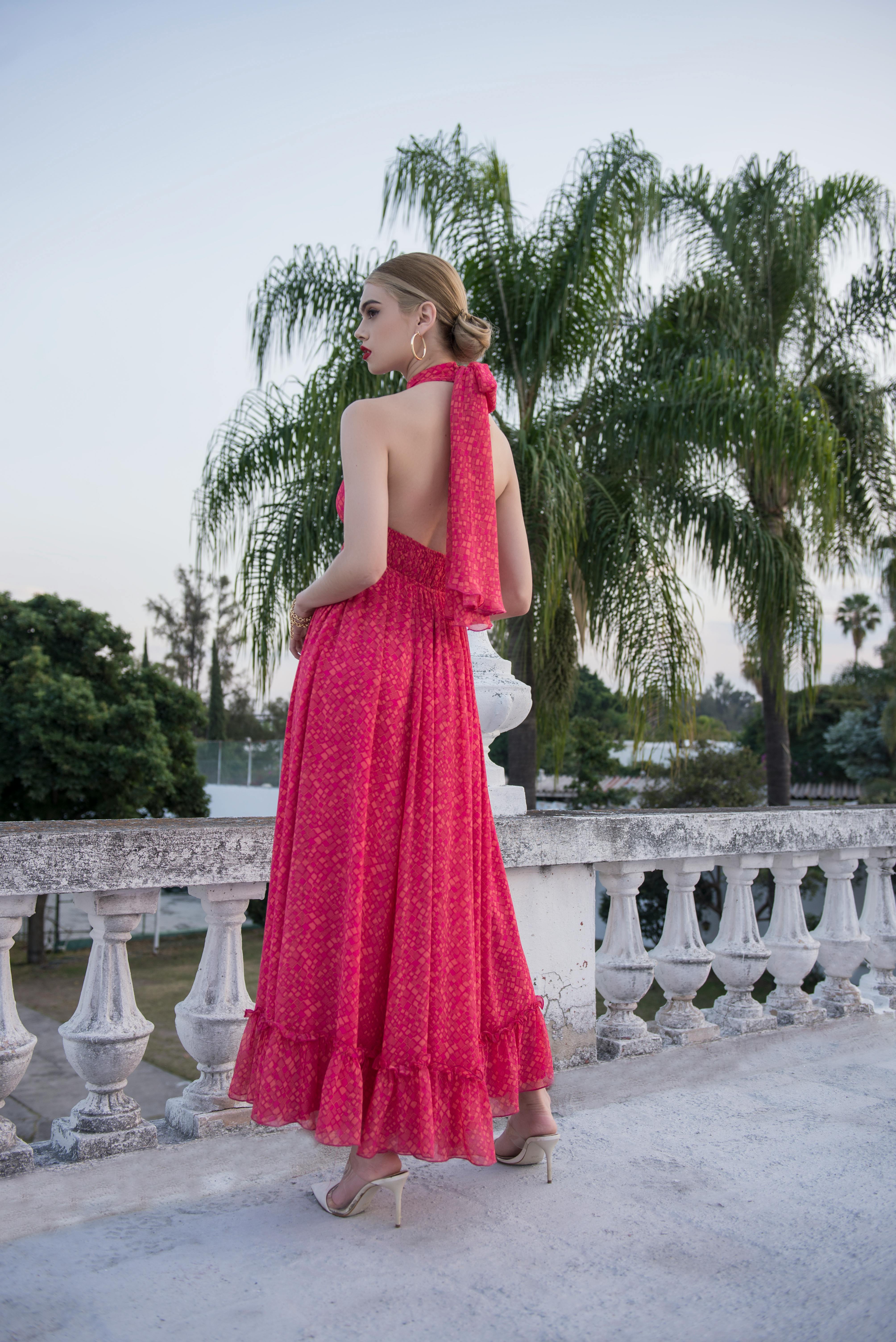 Colmar Embellished Plunge Neck Evening Gown in Red | Oh Polly