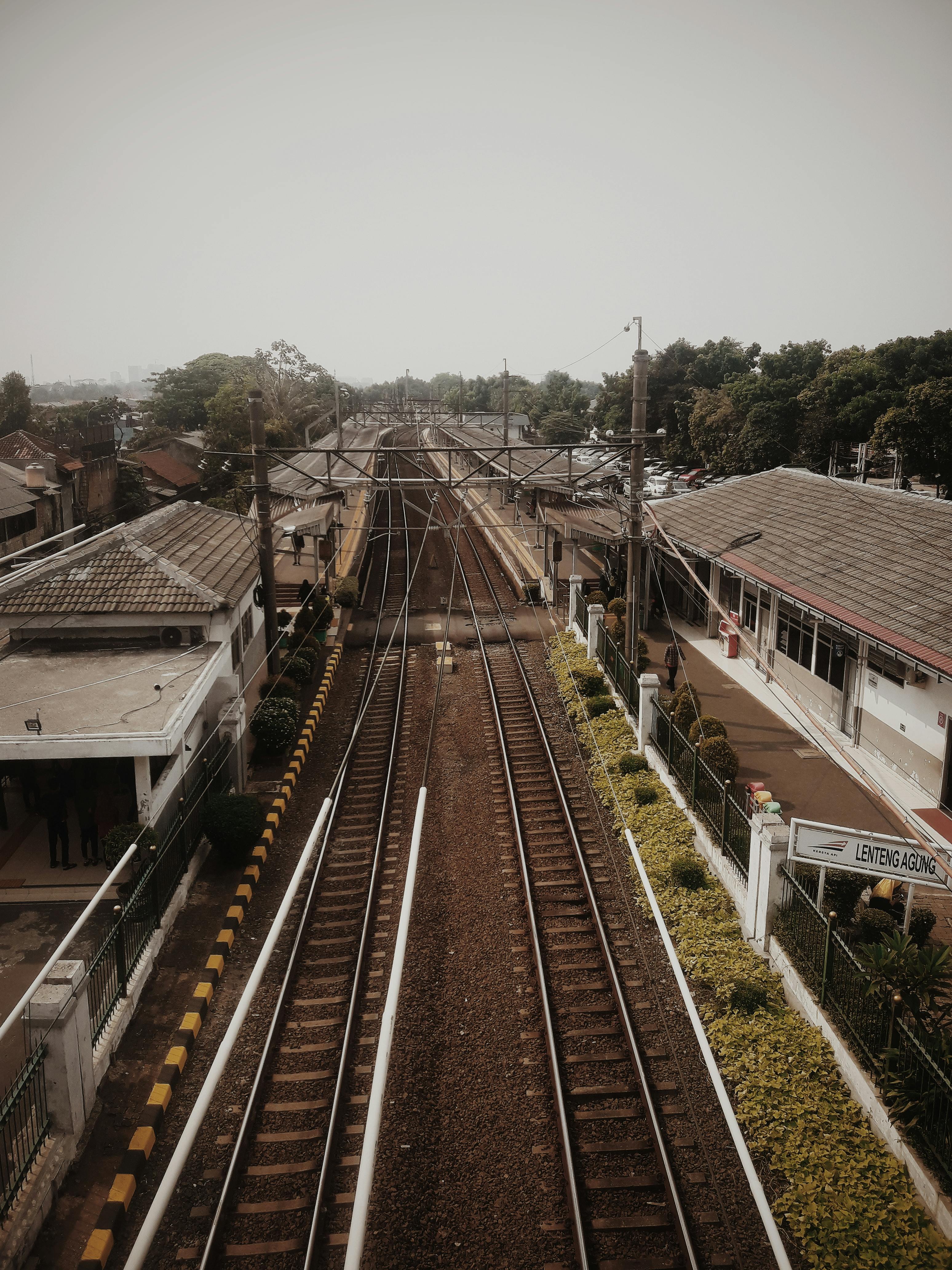 high angle shot of railways in jakarta indonesia